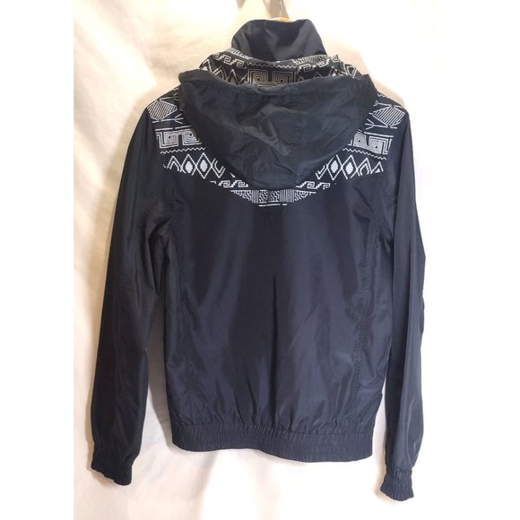 Topman Hooded Windbreaker Jacket Blue with Southwest Print Small - Picture 2 of 7